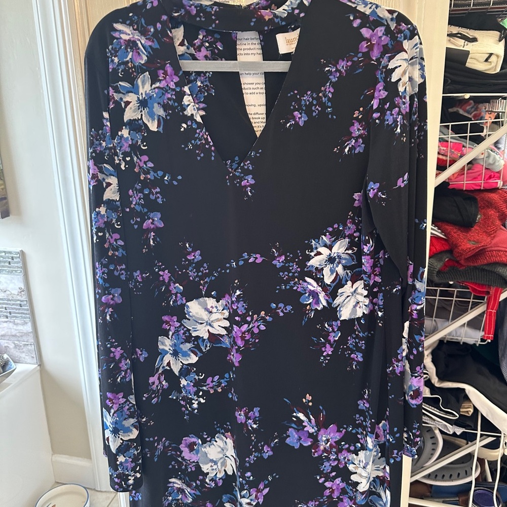 Floral Black and Purple Women's Dress - Never worn